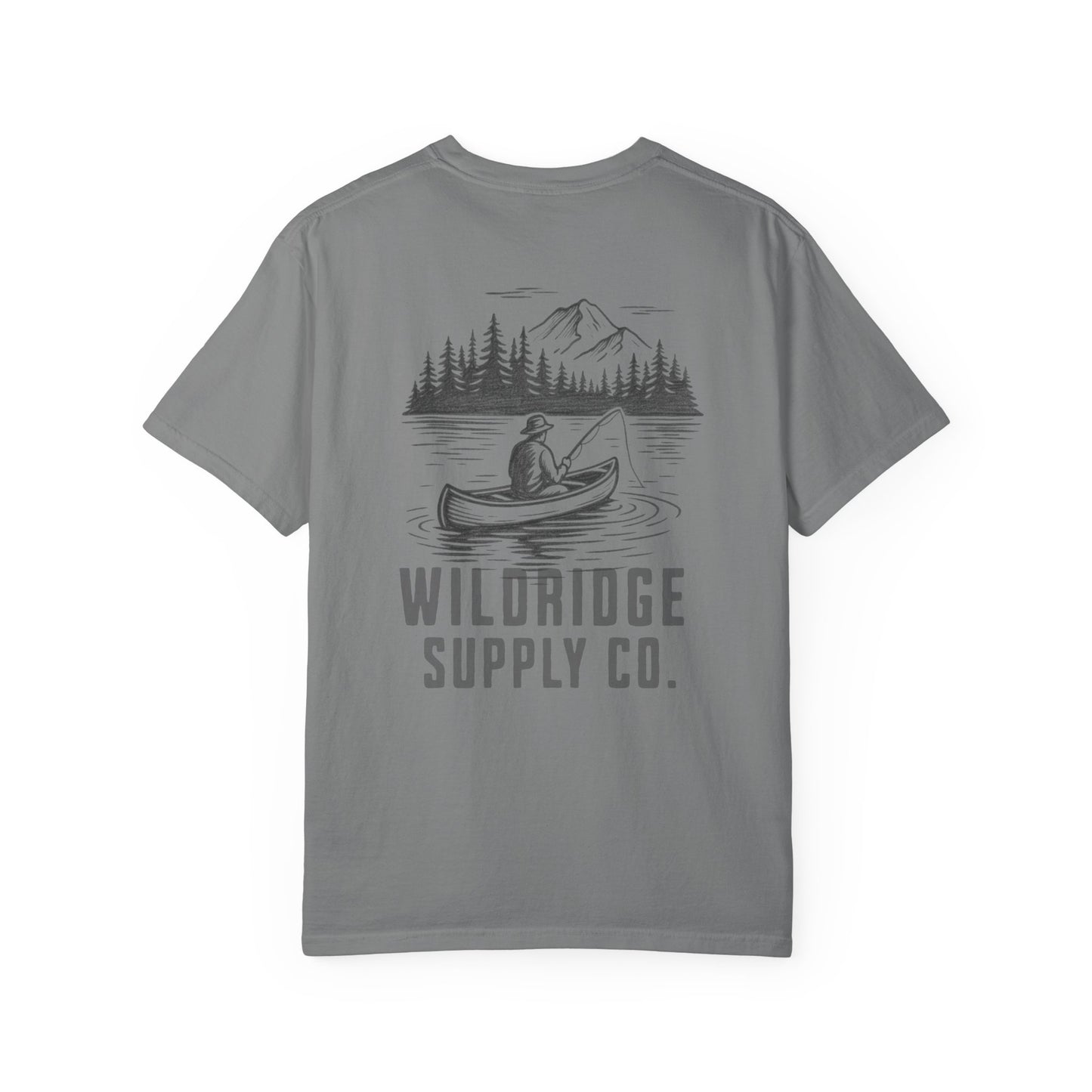 Wildridge Supply Co. Comfort Colors Outdoor Graphic Tee – Canoe & Mountain Fishing Scene