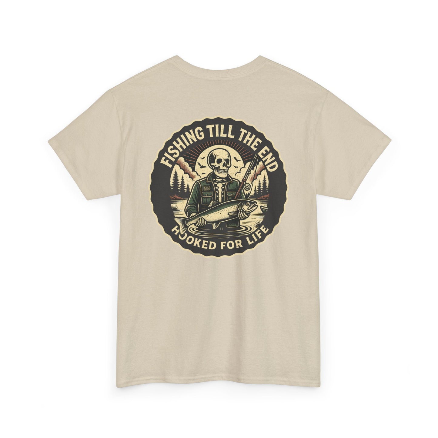 Fishing Till The End - Skull Angler T-Shirt Hooked For Life Tee