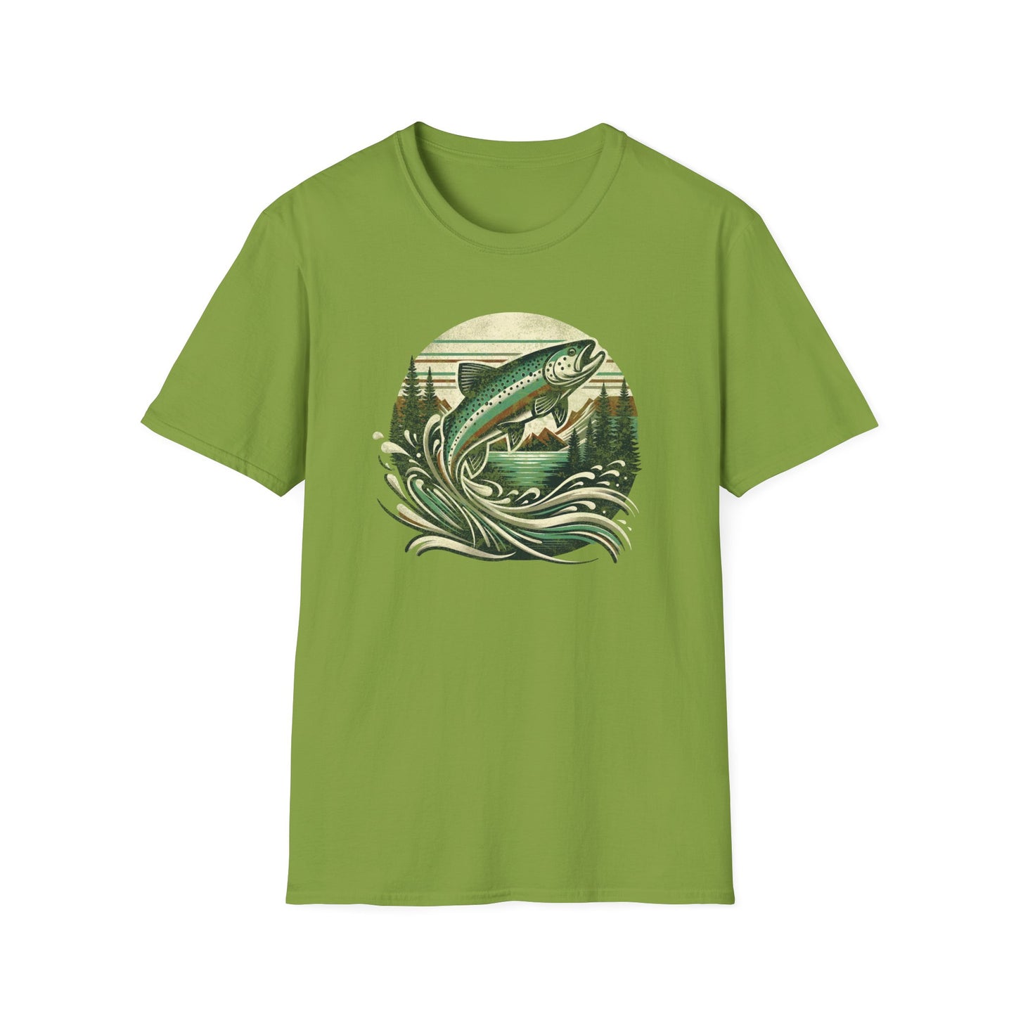 Wildridge Supply Co. “Vintage Leaping Trout” T-Shirt – Retro Fly Fishing Graphic | Outdoor Cabin Lifestyle Tee