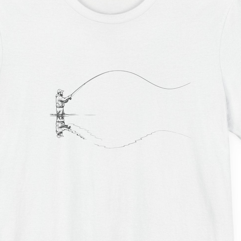 Fly Fisherman & Trout Line Art T-Shirt – Minimal Outdoor Fishing Tee | Wildridge Supply Co.