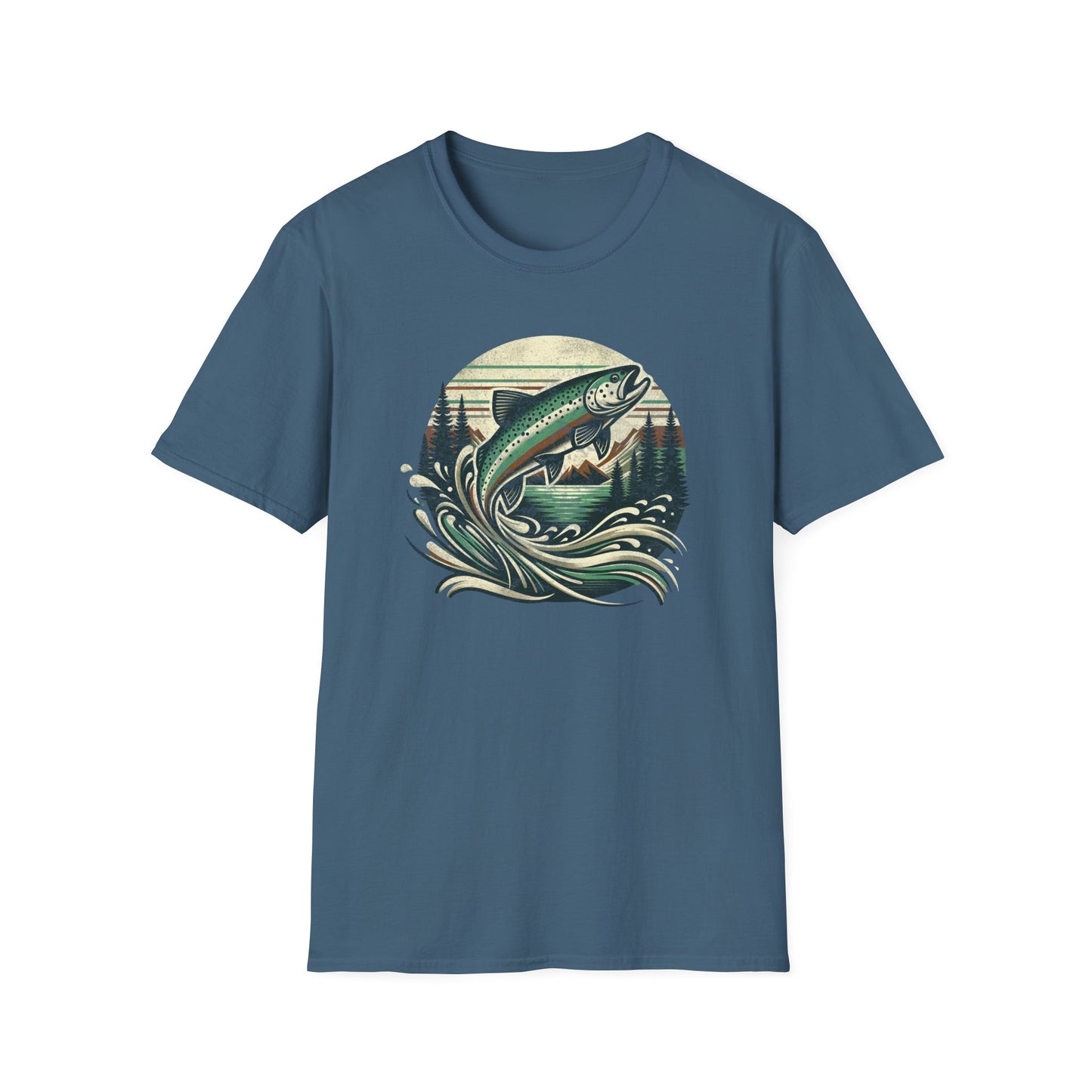 Wildridge Supply Co. “Vintage Leaping Trout” T-Shirt – Retro Fly Fishing Graphic | Outdoor Cabin Lifestyle Tee