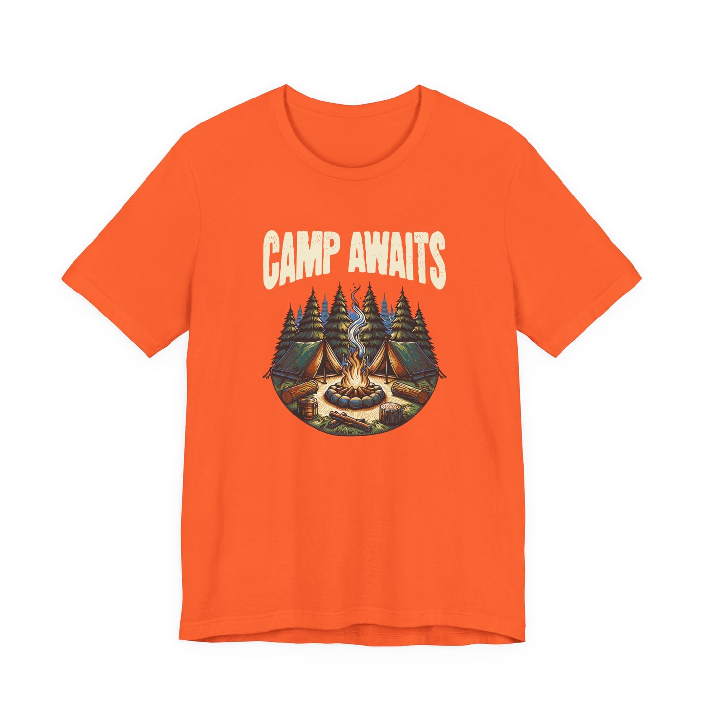 Camp Awaits Adventure Tee - Unisex Camping T-Shirt Outdoor Enthusiast