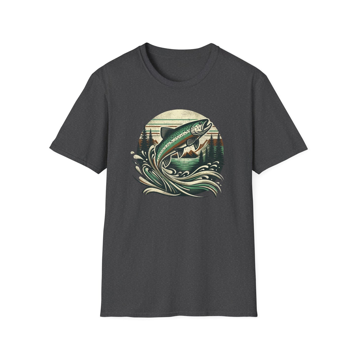 Wildridge Supply Co. “Vintage Leaping Trout” T-Shirt – Retro Fly Fishing Graphic | Outdoor Cabin Lifestyle Tee