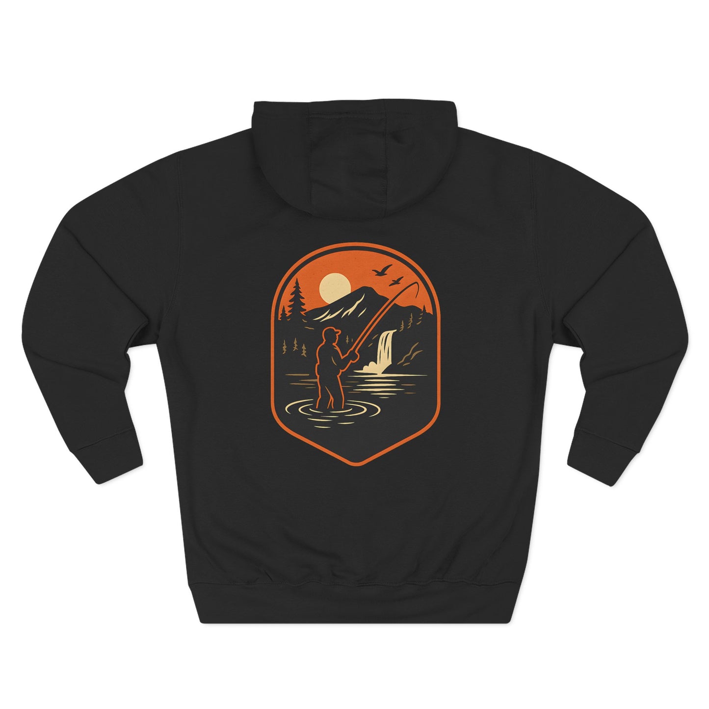Fly Fishing Hoodie – Sunset River Scene Sweatshirt for Anglers | Outdoor Adventure Apparel