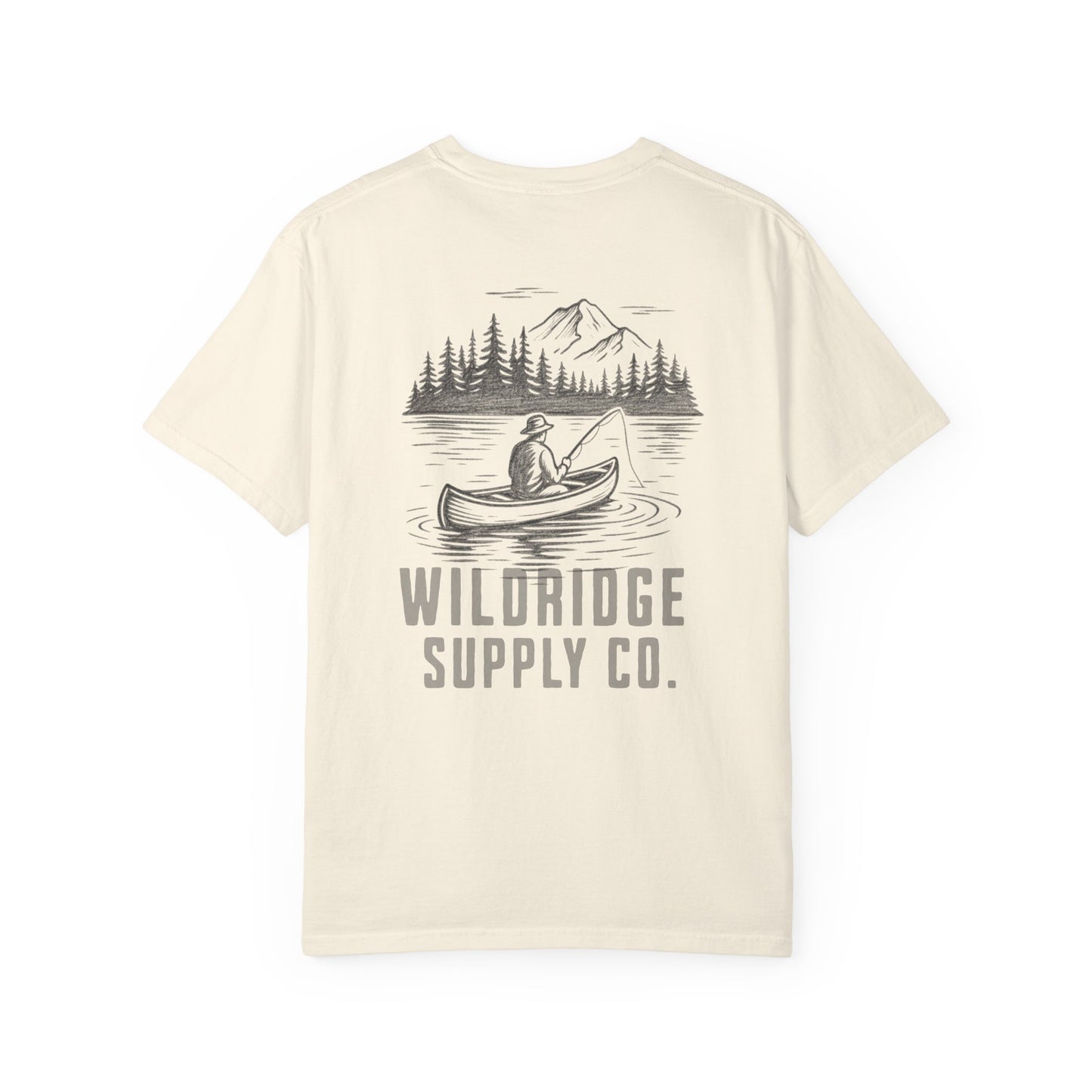 Wildridge Supply Co. Comfort Colors Outdoor Graphic Tee – Canoe & Mountain Fishing Scene
