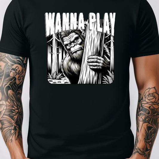 Bigfoot T-Shirt Funny Sasquatch Graphic Tee for Men Women Retro Cryptid Shirt for Hikers & Believers Bigfoot Hide and Seek Shirt for Hikers