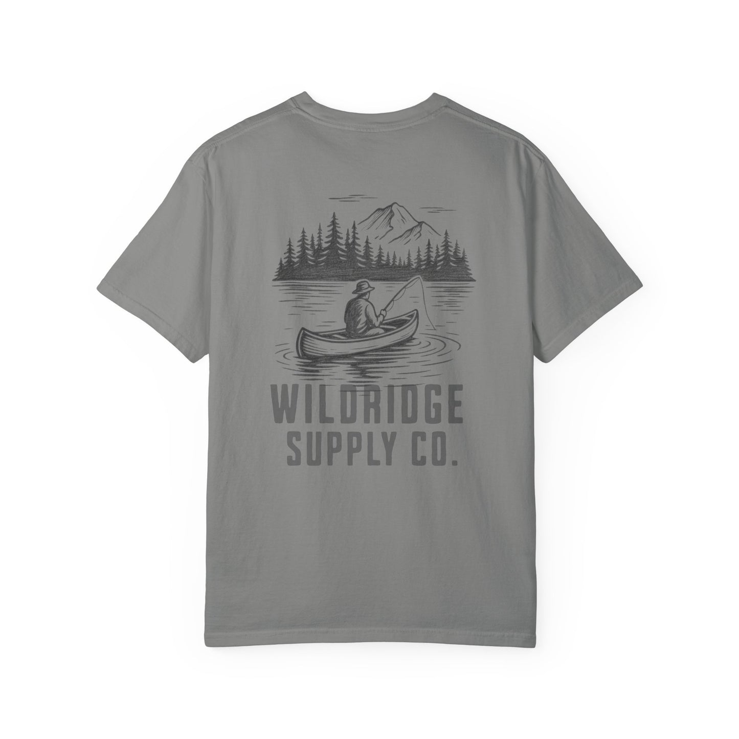 Wildridge Supply Co. Comfort Colors Outdoor Graphic Tee – Canoe & Mountain Fishing Scene