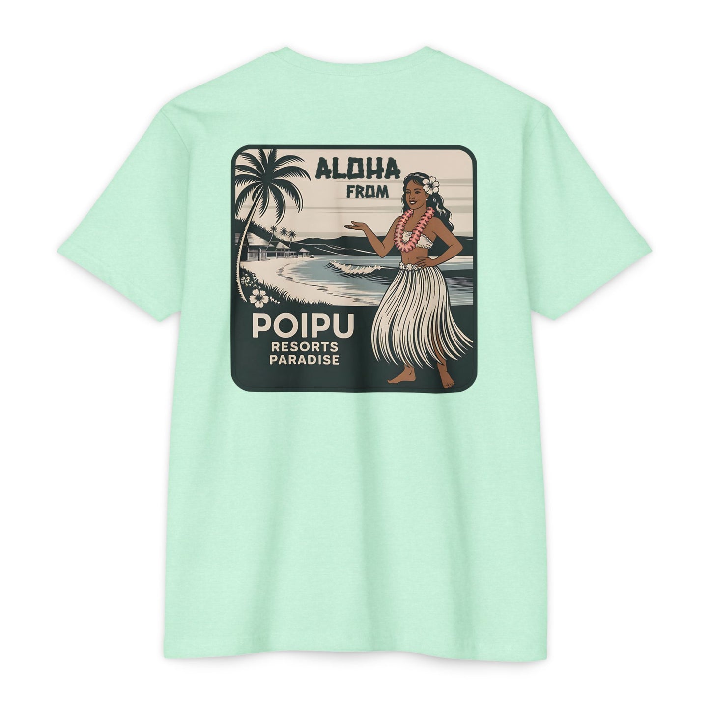 Aloha from Poipu T-Shirt | Vintage Hawaiian Hula Girl Tee | Retro Island Resort Graphic Shirt