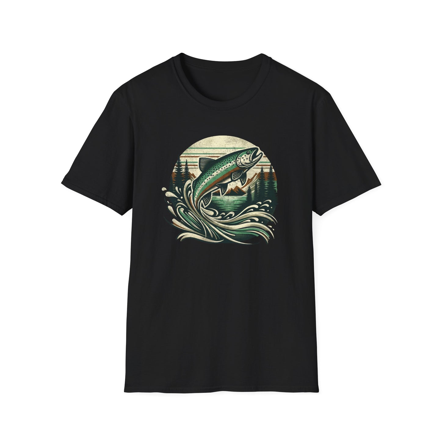 Wildridge Supply Co. “Vintage Leaping Trout” T-Shirt – Retro Fly Fishing Graphic | Outdoor Cabin Lifestyle Tee