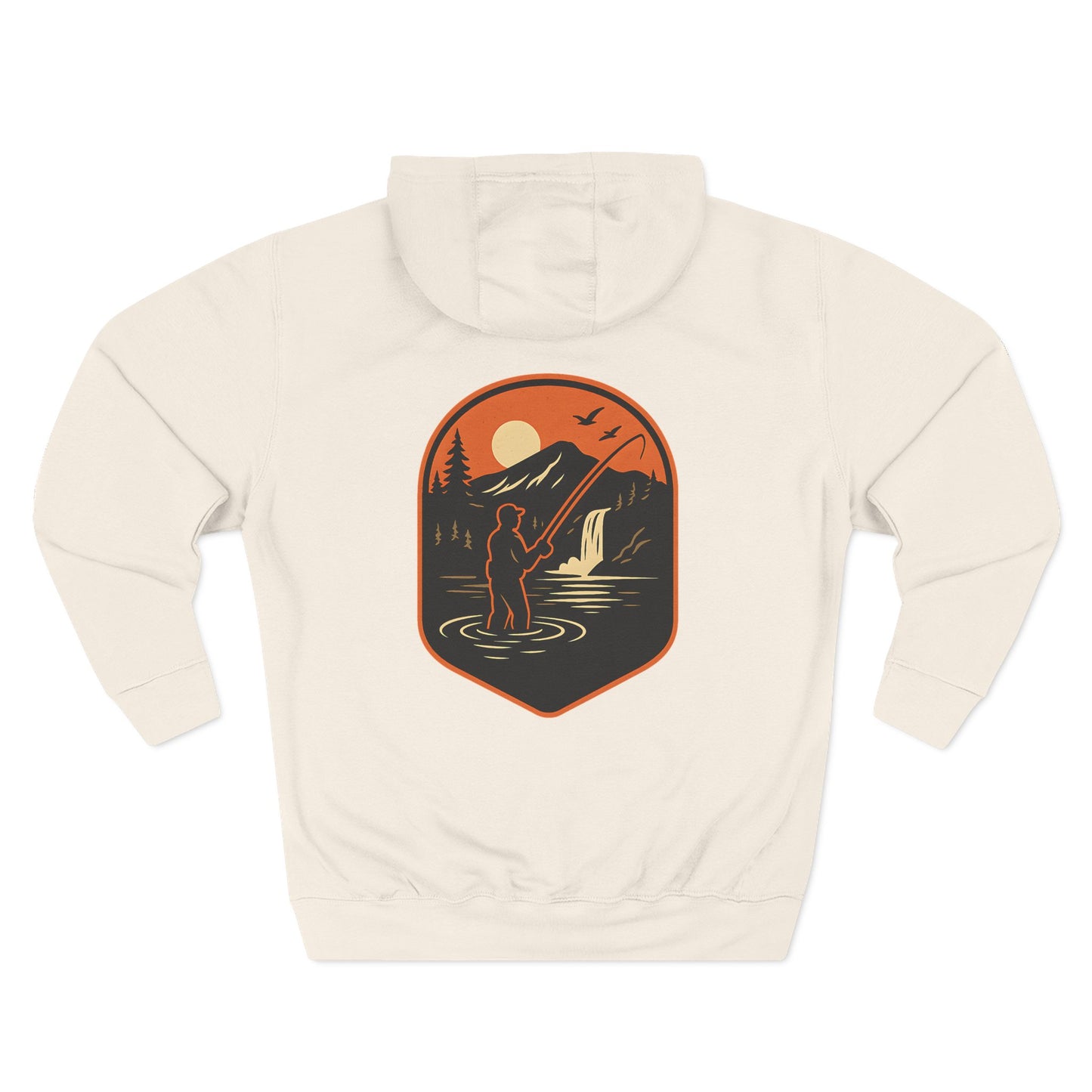 Fly Fishing Hoodie – Sunset River Scene Sweatshirt for Anglers | Outdoor Adventure Apparel