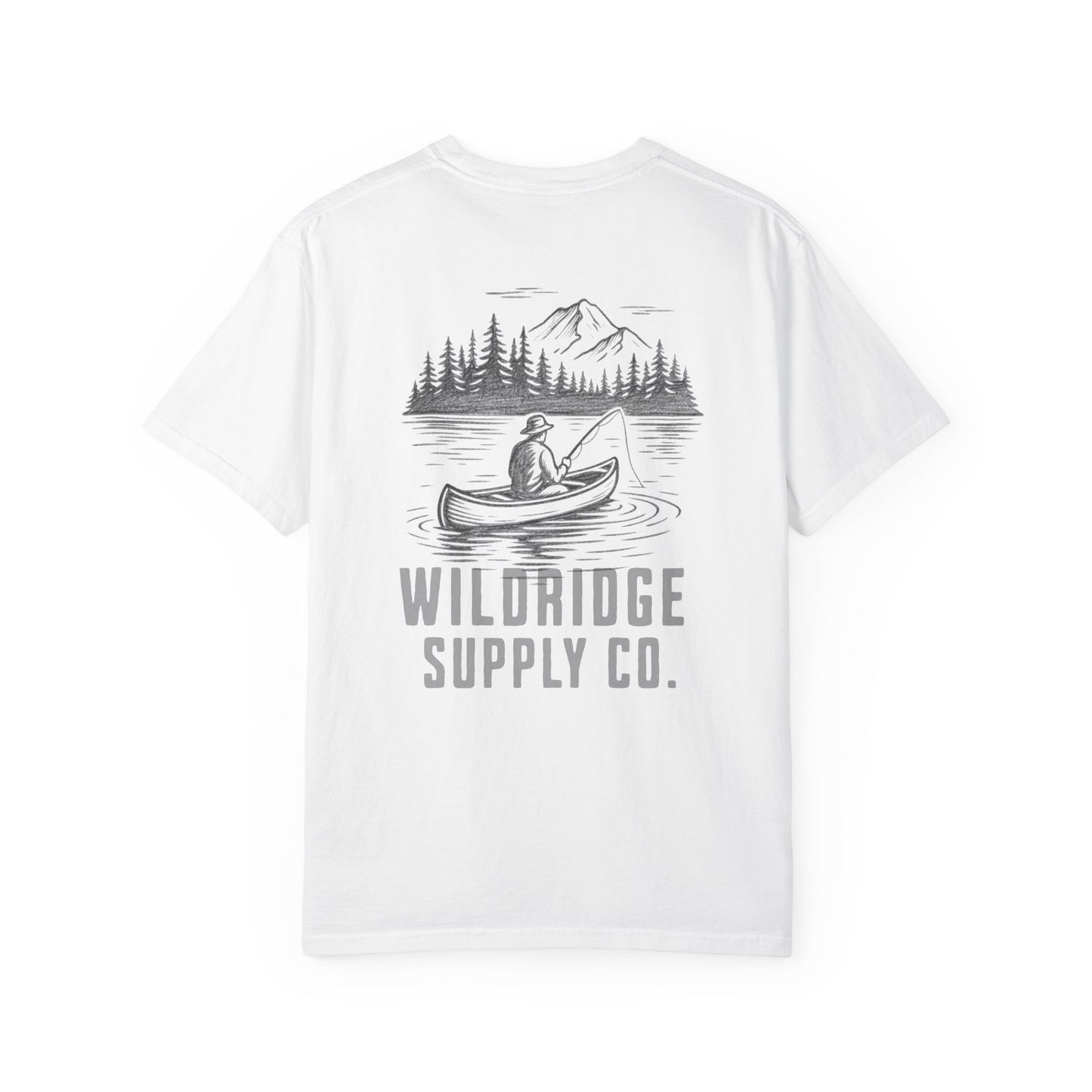 Wildridge Supply Co. Comfort Colors Outdoor Graphic Tee – Canoe & Mountain Fishing Scene