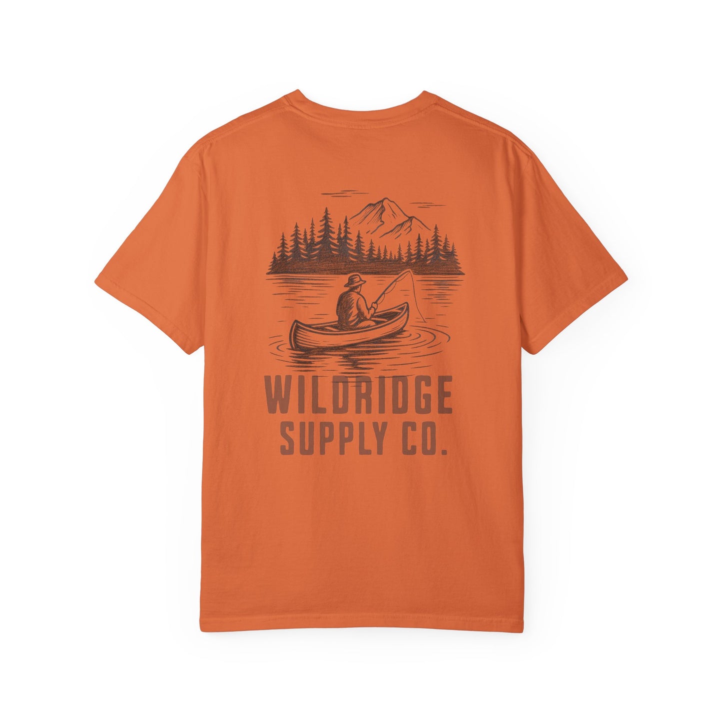 Wildridge Supply Co. Comfort Colors Outdoor Graphic Tee – Canoe & Mountain Fishing Scene