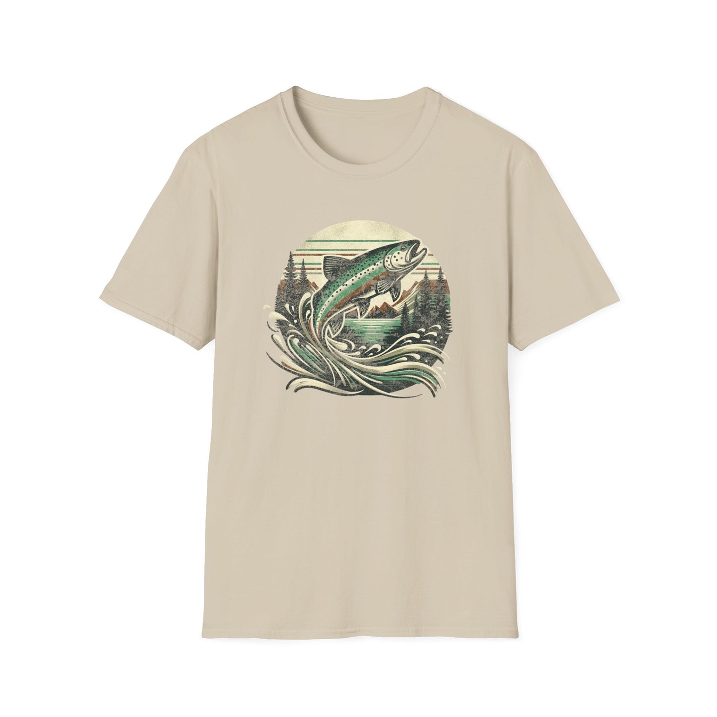 Wildridge Supply Co. “Vintage Leaping Trout” T-Shirt – Retro Fly Fishing Graphic | Outdoor Cabin Lifestyle Tee
