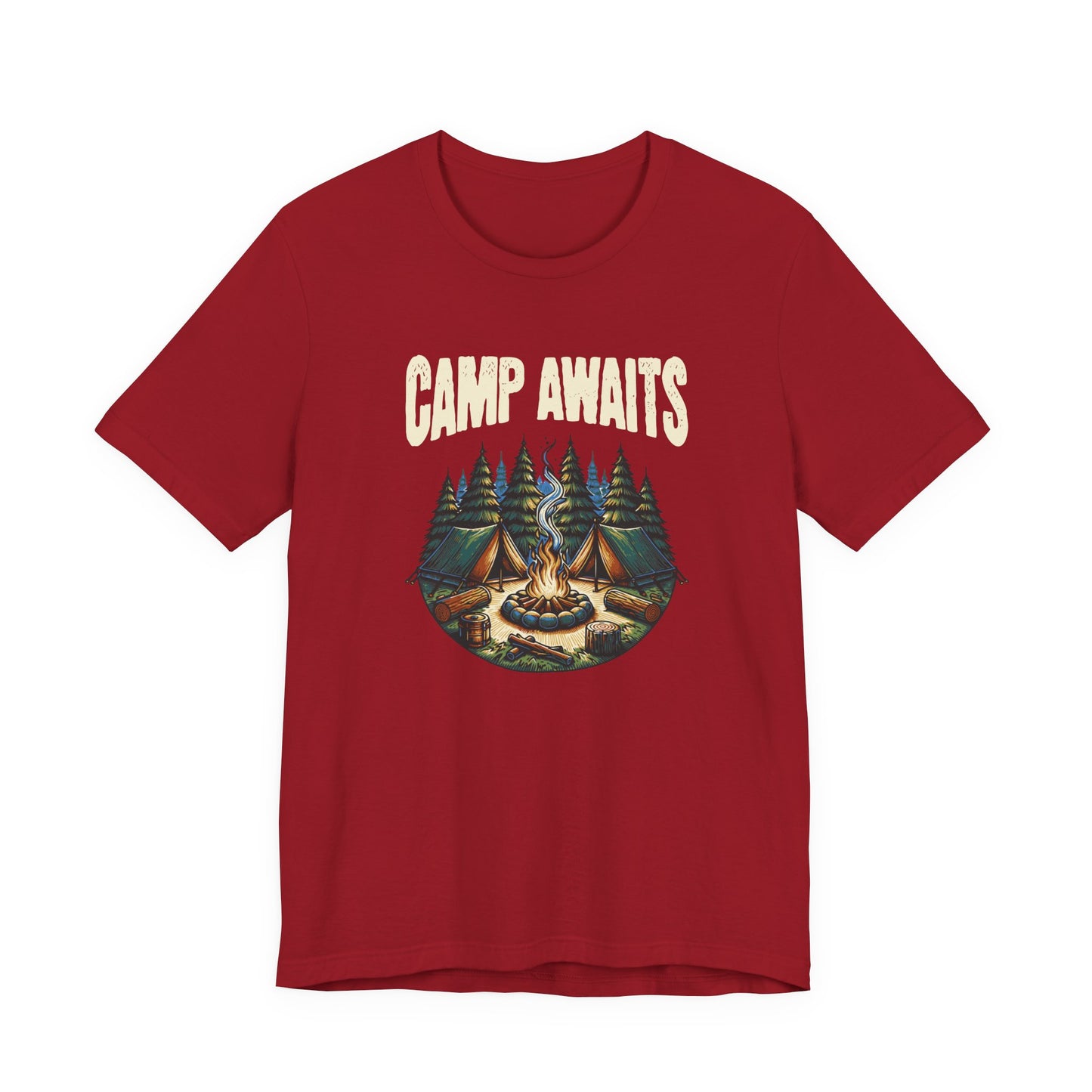 Camp Awaits Adventure Tee - Unisex Camping T-Shirt Outdoor Enthusiast