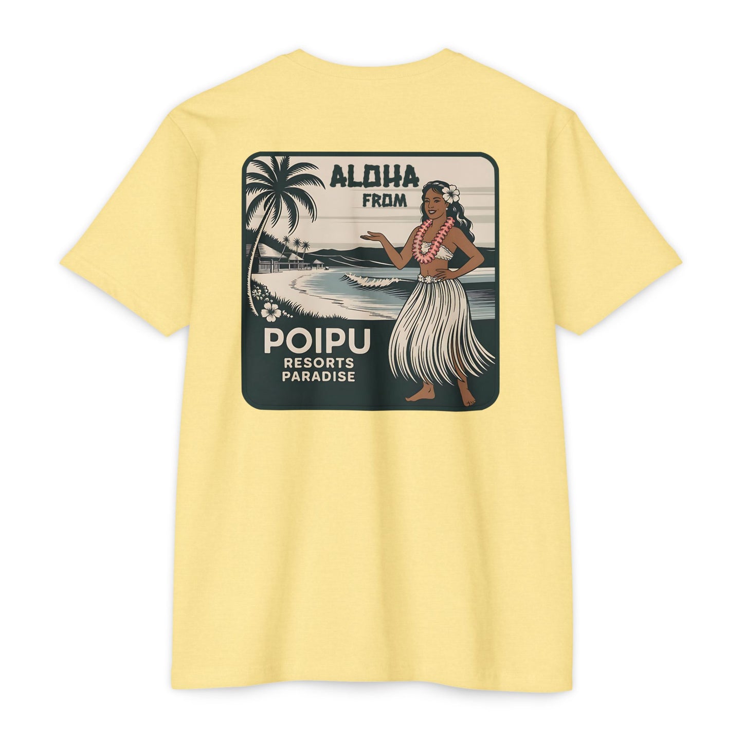 Aloha from Poipu T-Shirt | Vintage Hawaiian Hula Girl Tee | Retro Island Resort Graphic Shirt