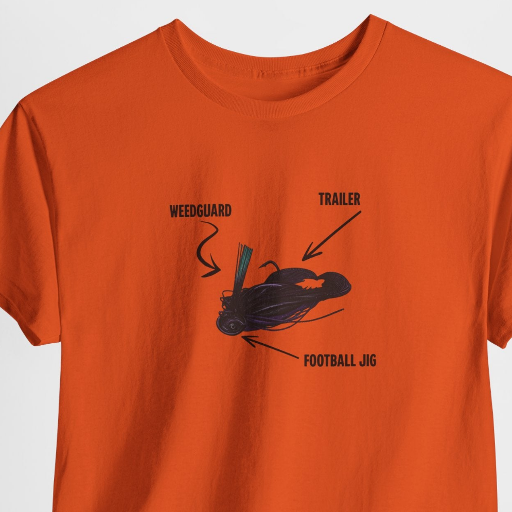 Football Jig Fishing T-Shirt – Lure Diagram Bass Fishing Tee