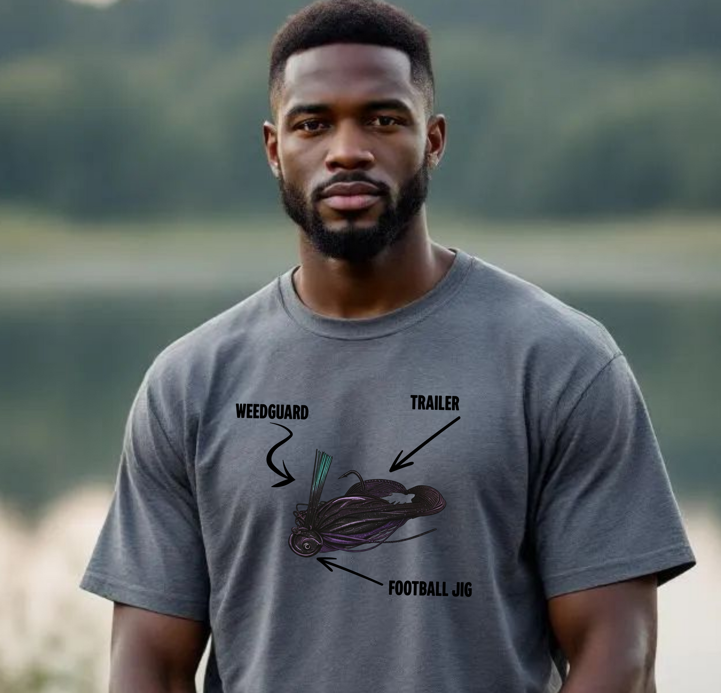 Football Jig Fishing T-Shirt – Lure Diagram Bass Fishing Tee