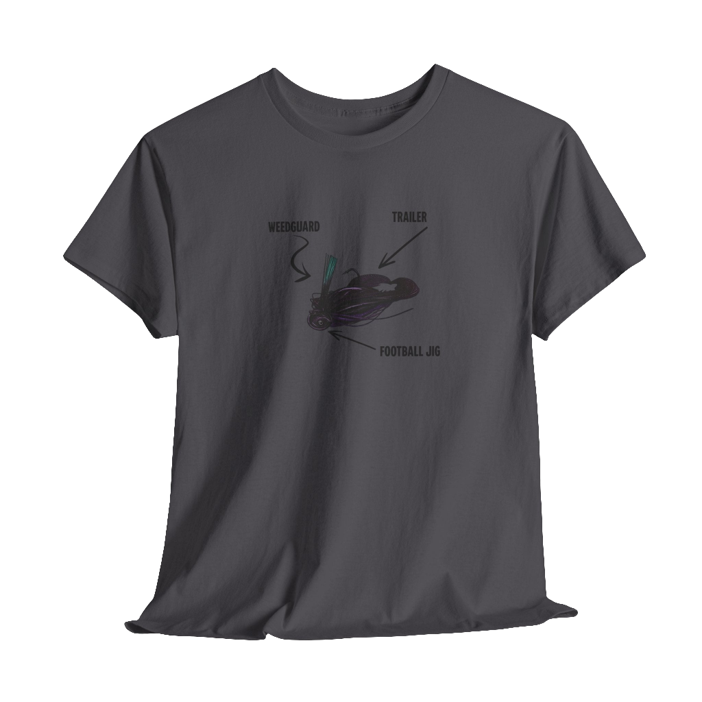 Football Jig Fishing T-Shirt – Lure Diagram Bass Fishing Tee