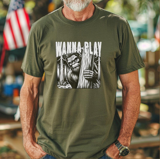 Bigfoot T-Shirt Funny Sasquatch Graphic Tee for Men Women Retro Cryptid Shirt for Hikers & Believers Bigfoot Hide and Seek Shirt for Hikers