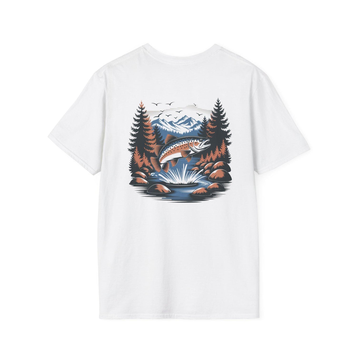 Mountain Trout Fishing Adventure Unisex T-Shirt, Fishing Graphic Tee, Outdoor Nature Lover Shirt, Fisherman Gift, Camping Apparel