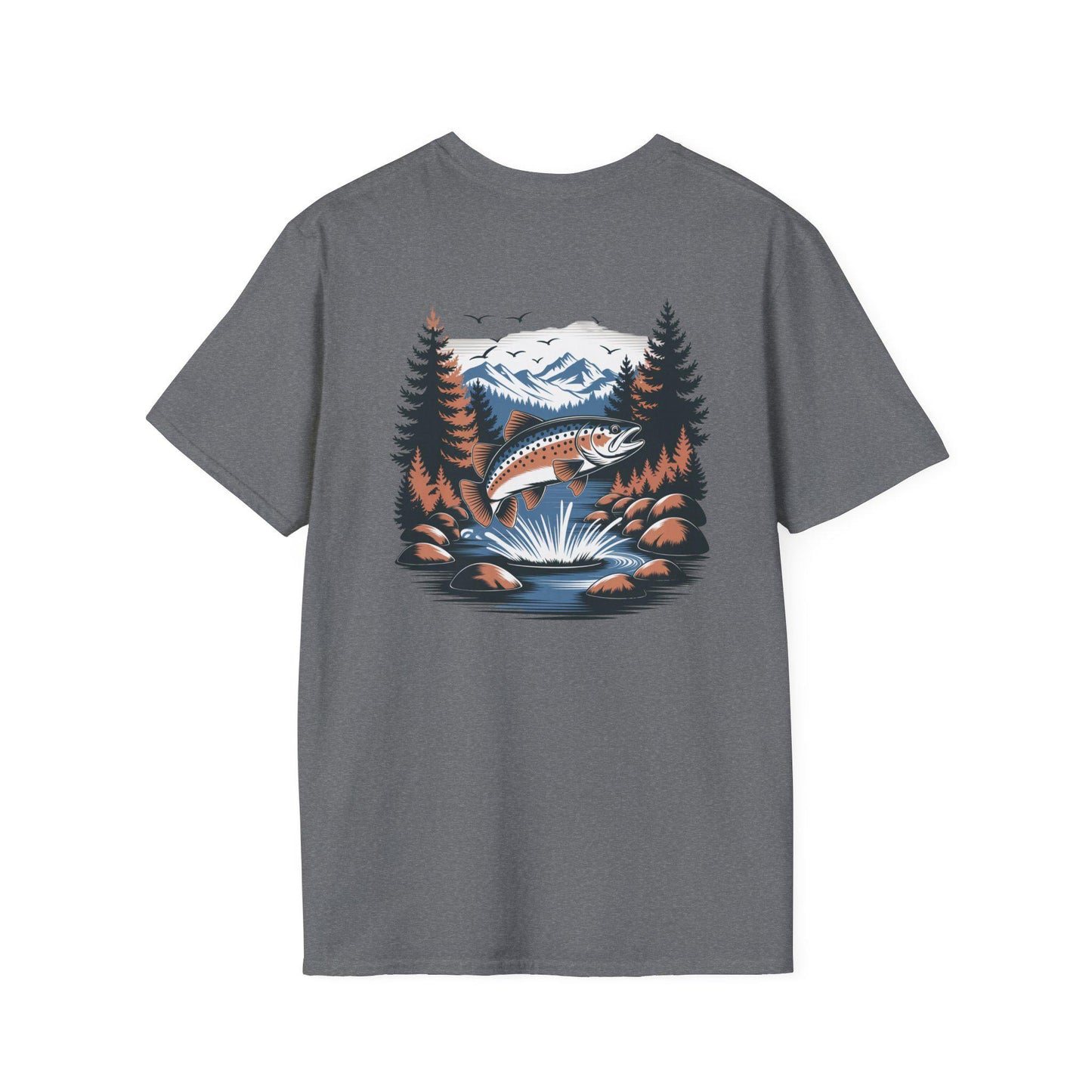 Mountain Trout Fishing Adventure Unisex T-Shirt, Fishing Graphic Tee, Outdoor Nature Lover Shirt, Fisherman Gift, Camping Apparel