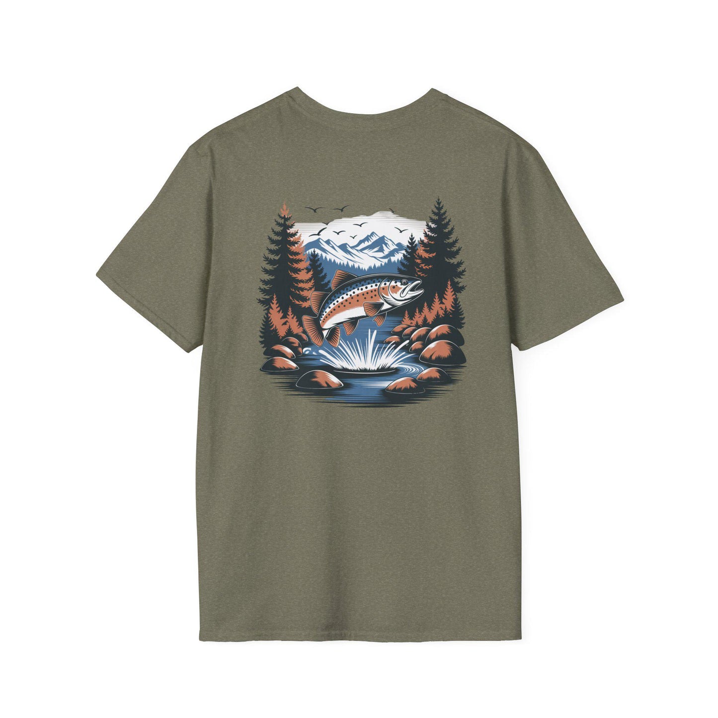 Mountain Trout Fishing Adventure Unisex T-Shirt, Fishing Graphic Tee, Outdoor Nature Lover Shirt, Fisherman Gift, Camping Apparel